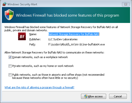Windows Firewall Popup
